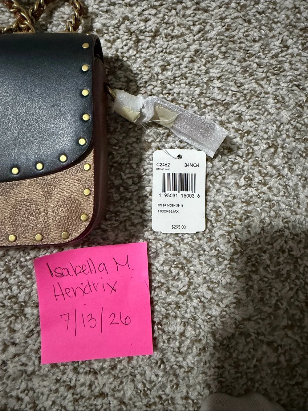 Coach Black and Brown Signature Chain Crossbody Bag